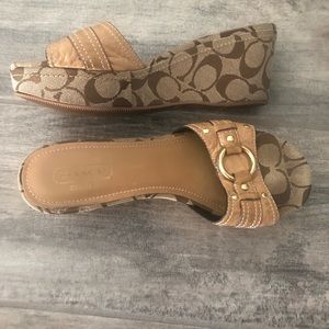 Coach tan and brown sandals. Barely worn. Size 81/2